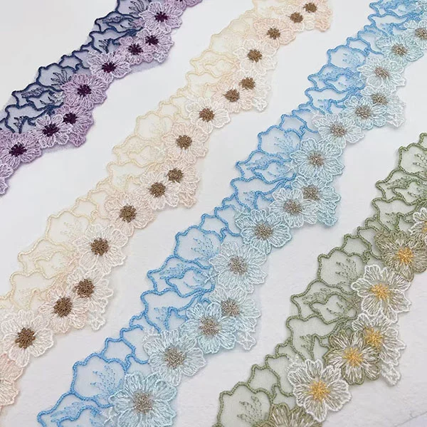 Dobbeltfarve trådnet broderi blonder