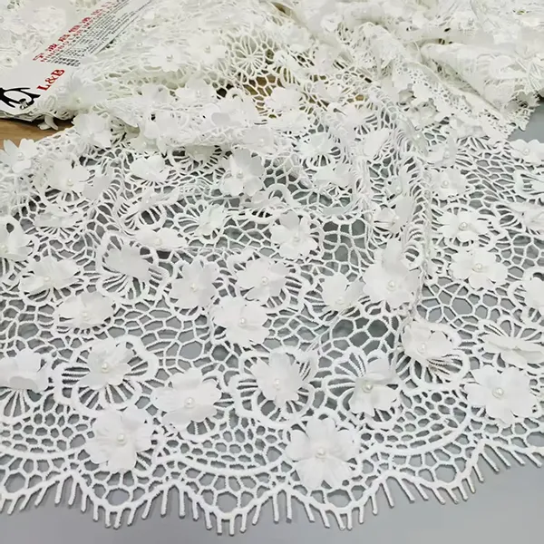 3d Floral Lace Guipure Fabric Pearls Water Soluable Cord Embroidery Guipure Lace Fabric 3d Floral Lace Guipure Fabric Pearls Water Soluable Cord Embroidery Guipure Lace Fabric
