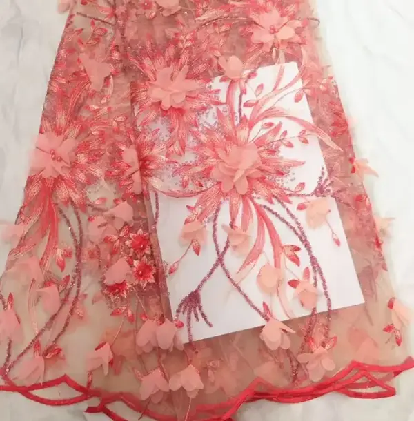 Custom Luxury Heavy Made Embroidery Tulle Beads Lace Mesh Beaded Fabric Custom Luxury Heavy Made Embroidery Tulle Beads Lace Mesh Beaded Fabric