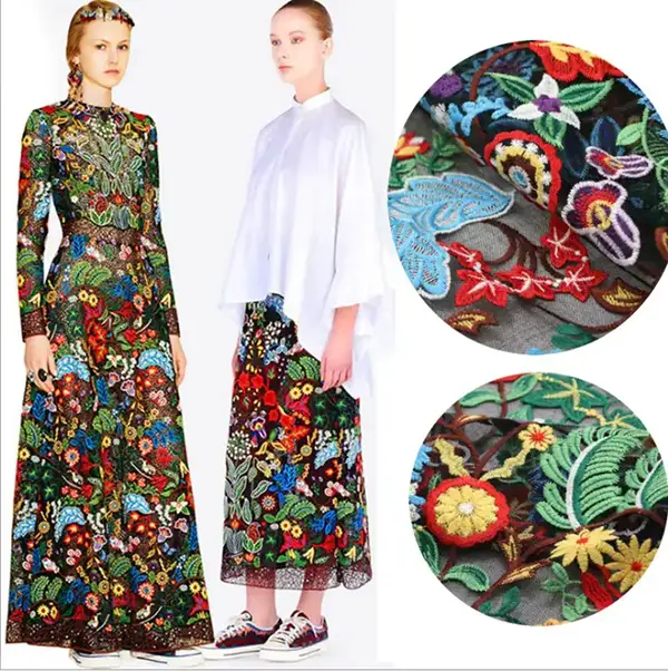 Custom Luxury Heavy Made Embroidery Tulle Beads Lace Mesh Beaded Fabric Custom Luxury Heavy Made Embroidery Tulle Beads Lace Mesh Beaded Fabric