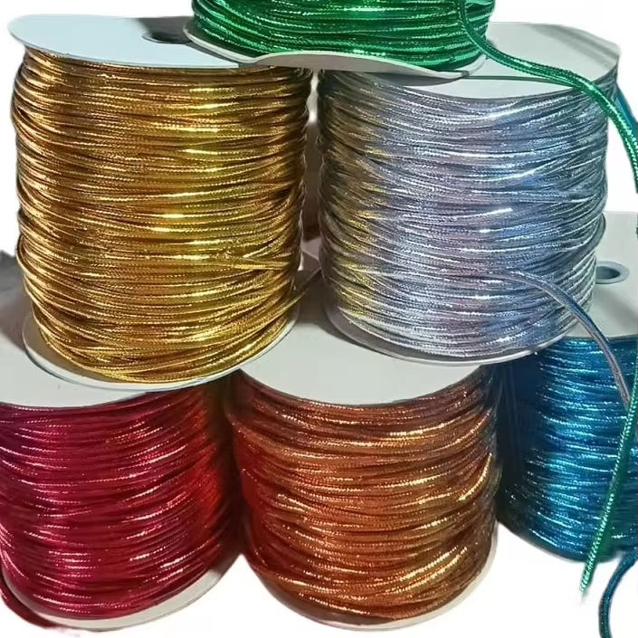 5 mm farverig metallisk polyester reb smykker tråd metalliske ledninger reb