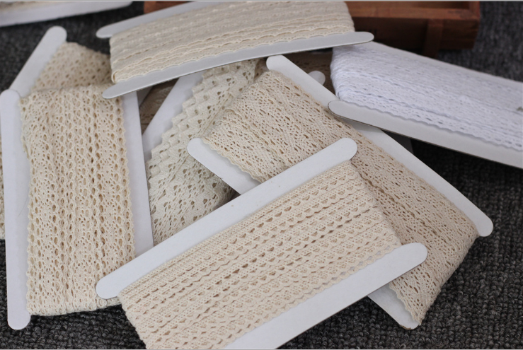 100% Cotton Sustainable Crocheted Embroidery Lace Knitted Trimming Cotton Lace