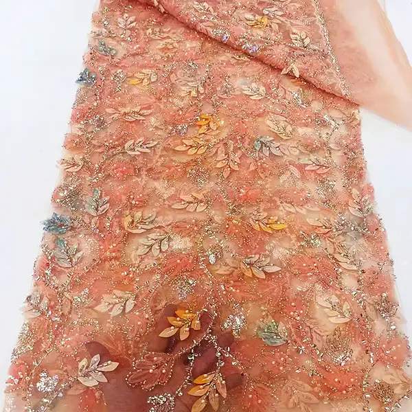 Luksus 3D Broderi Sequin Lace Stribestrow Liturgisk blonder stof